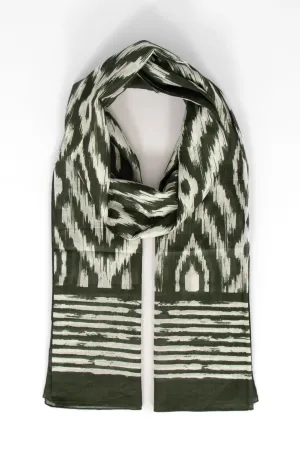 Indie Lightweight Cotton Scarf  - Khaki, Aztec